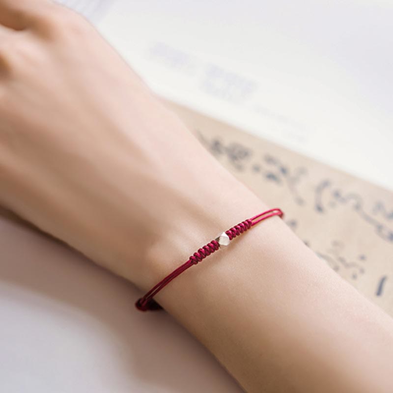 Bracelet en argent sterling 925 avec perle porte-bonheur et cordon fin tressé rouge, orné de Buddha Stones. - image 10