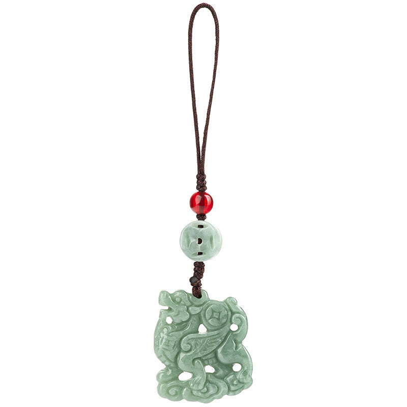 Buddha Stones Jade naturel Kirin Prospérité Téléphone Décoration suspendue
