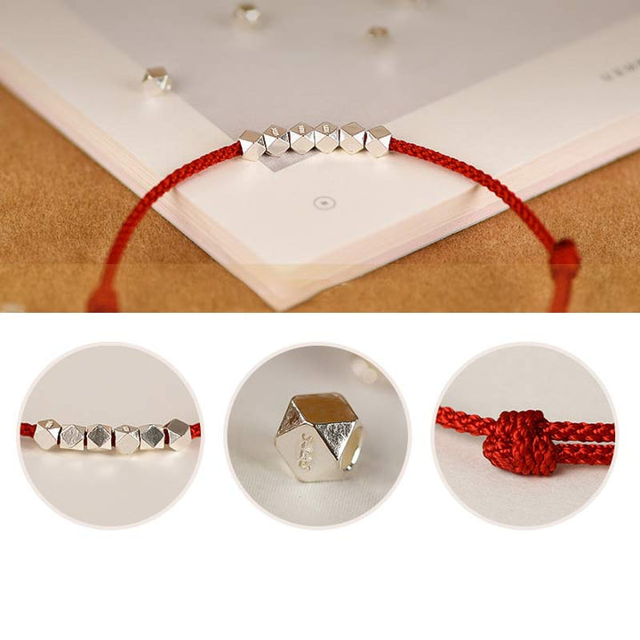 Bracelet de cheville tressé en argent sterling 925 Buddha Stones rouge