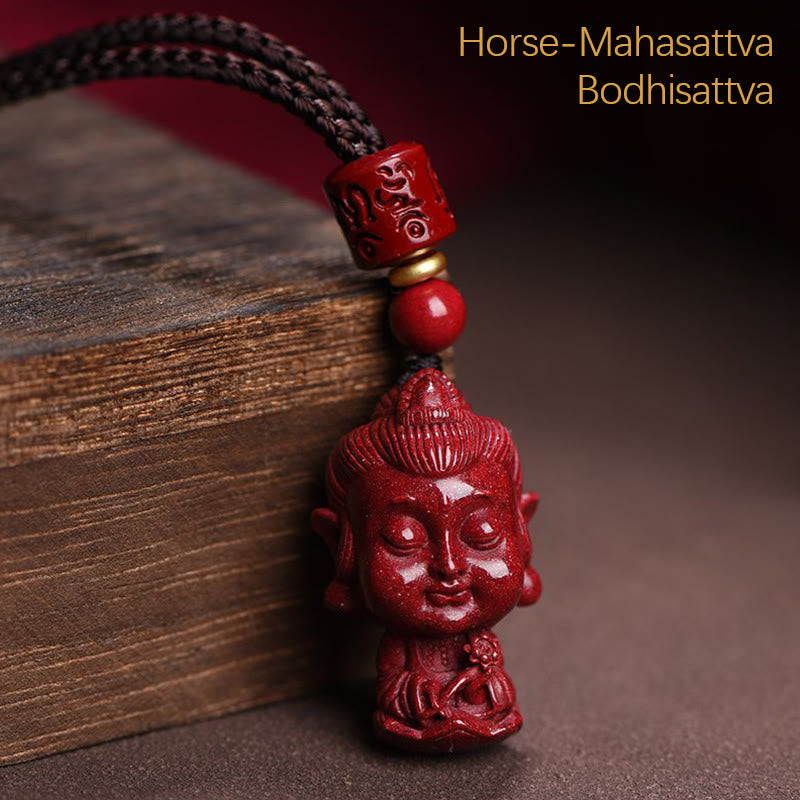 Buddha Stones Zodiaque chinois Bouddha natal Amulette en cinabre naturel Collier pendentif éloignant les mauvais esprits