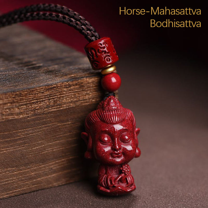 Buddha Stones Zodiaque chinois Bouddha natal Amulette en cinabre naturel Collier pendentif éloignant les mauvais esprits