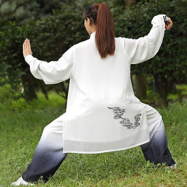 Ensemble de vêtements pour femmes Buddha Stones, nuages de bon augure, dégradé de méditation, prière, pratique spirituelle du Tai Chi et du Qigong