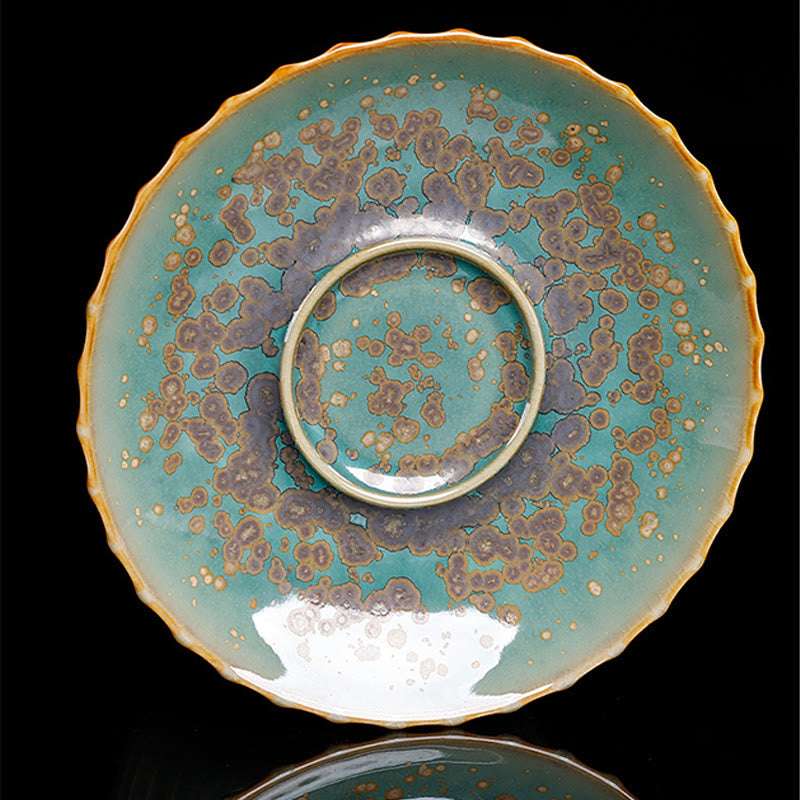Buddha Stones Rétro Glaçure Changement De Four En Céramique Gaiwan Sancai Tasse À Thé Kung Fu Tasse À Thé Et Soucoupe Avec Couvercle