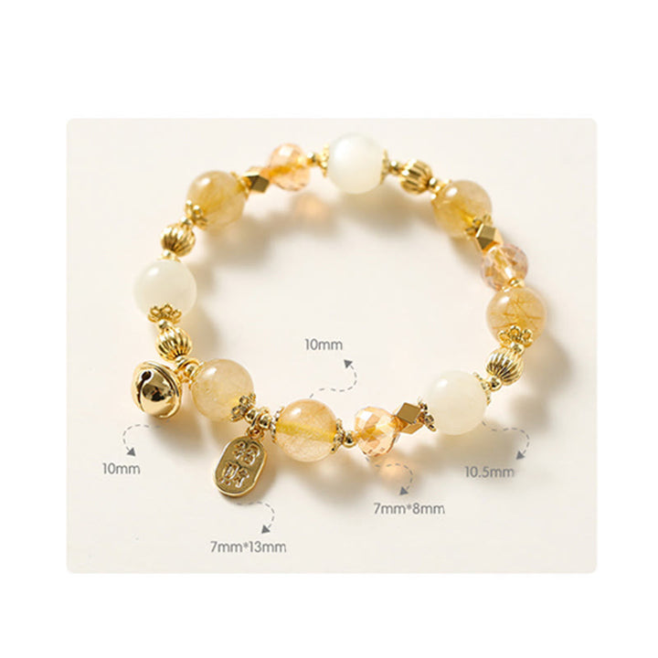Bracelet porte-bonheur en quartz rutile doré plaqué or 14 carats de Buddha Stones