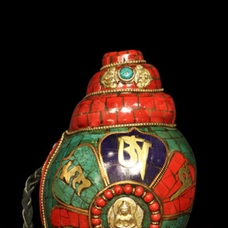 Décoration porte-bonheur tibétaine faite à la main, Shankha Om Mani Padme Hum, coquille de conque de bouddha - image 9