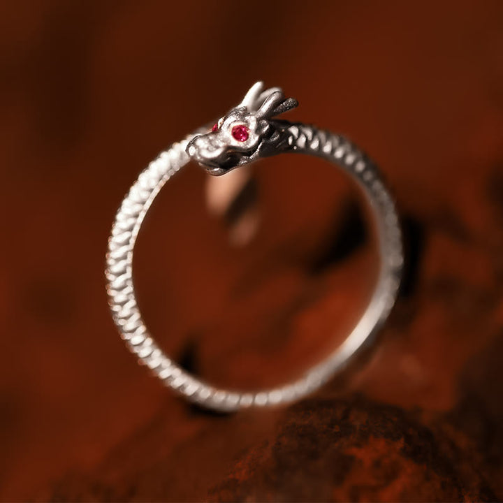 Bague ajustable en argent sterling 925 Buddha Stones , vintage, année du dragon, protection, force
