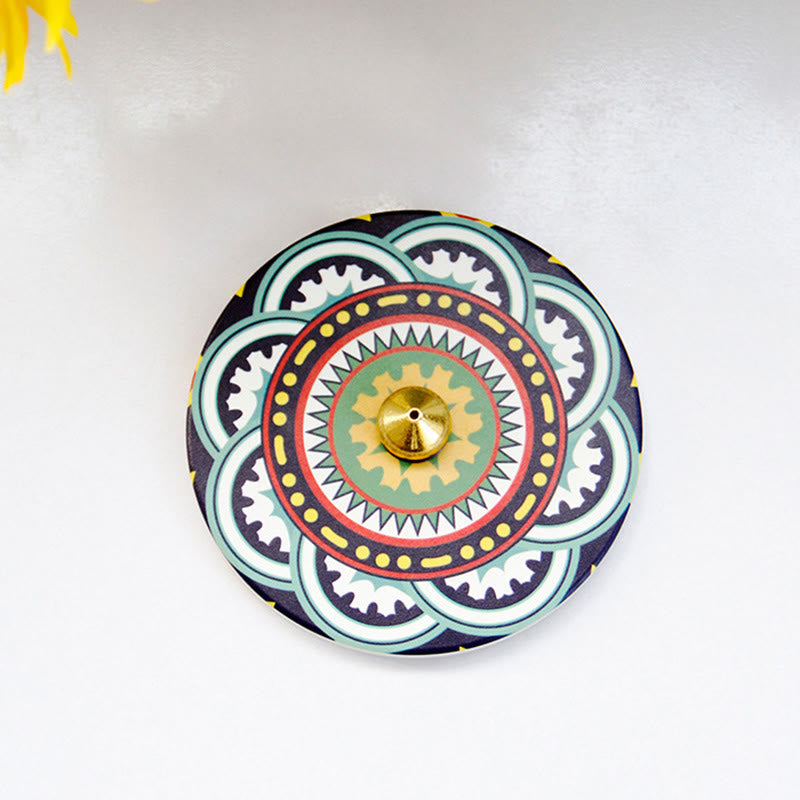 Brûleur d'encens en céramique avec bâton de bénédiction et Buddha Stones à motifs colorés