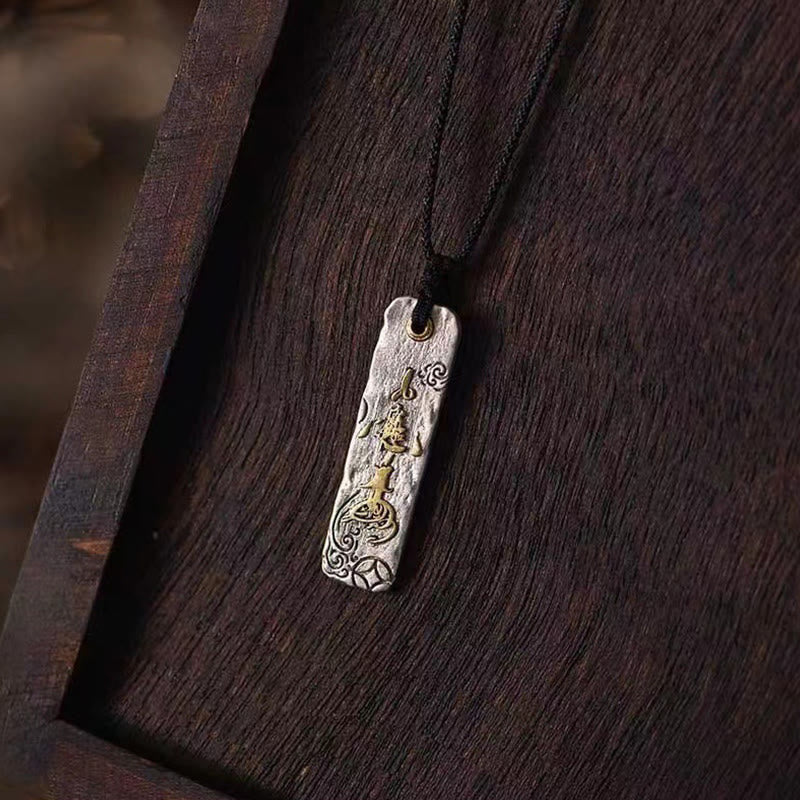 Collier pendentif en cuivre avec Buddha Stones pour faire fortune - Création d'un caractère chinois de fortune - image 0