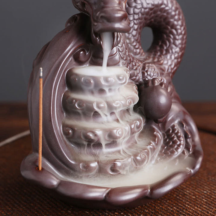 Brûleur d'encens en céramique à motif de dragon