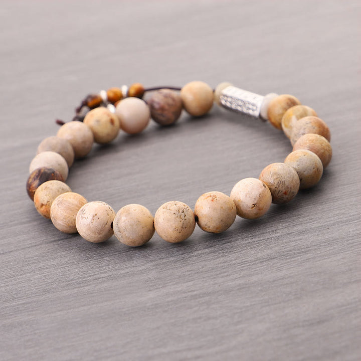 Bracelet de renforcement en pierre vieillie Buddha Stones Om Mani Padme Hum