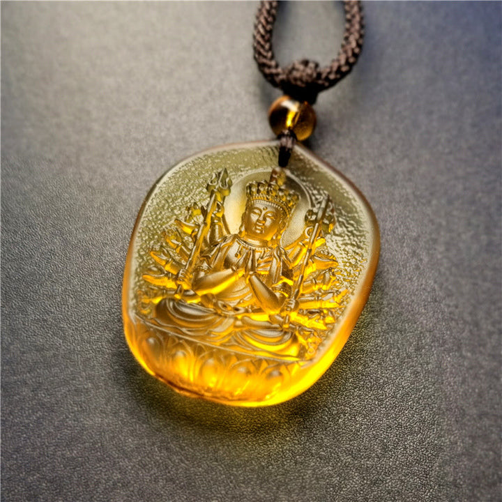 Collier pendentif en cristal de compassion Liuli Buddha Stones et bénédiction du zodiaque chinois - Avalokitesvara aux mille bras - image 3