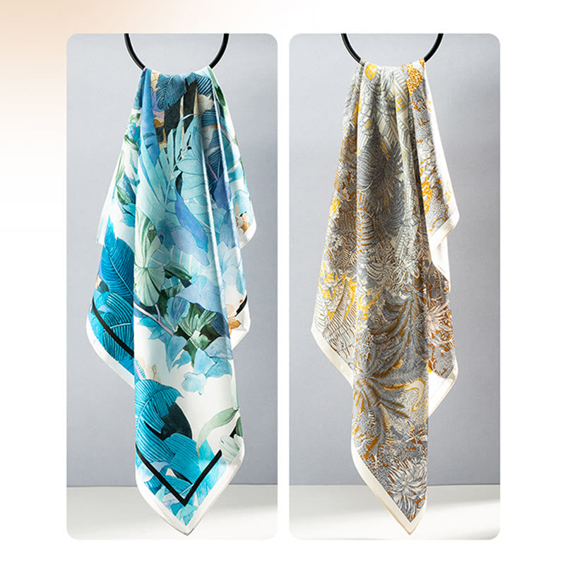 Écharpe en soie de mûrier 100 % peinture à l'huile de la jungle avec Buddha Stones et nuages ​​de bon augure, écharpe de cou en soie double face de qualité supérieure 6A - image 30