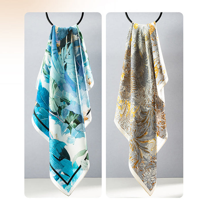Écharpe en soie de mûrier 100 % peinture à l'huile de la jungle avec Buddha Stones et nuages ​​de bon augure, écharpe de cou en soie double face de qualité supérieure 6A - image 30