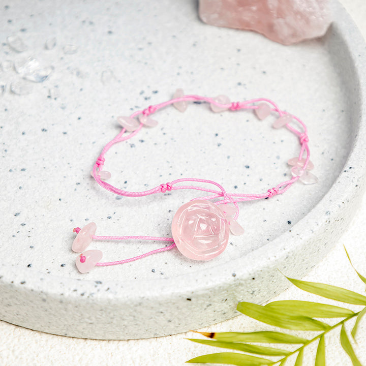 Buddha Stones Améthyste Cristal Rose Aventurine Verte Bracelet de Cheville de Guérison de la Paix Intérieure