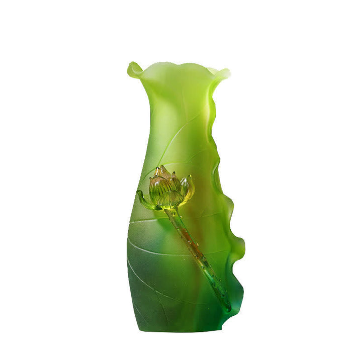 Pièce d'art en cristal Liuli faite à la main en forme de lotus Feng Shui pour la maison ou le bureau