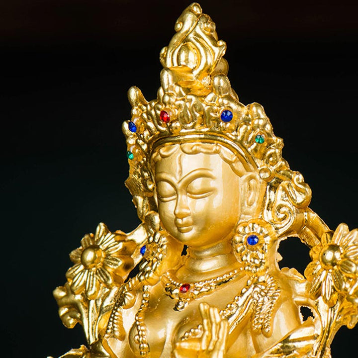 Statue de protection de l'espoir Bodhisattva Tara blanche plaquée or Décoration - image 7