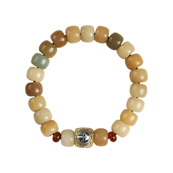 Buddha Stones Graine de Bodhi Naturelle Le Seigneur de la Forêt des Cadavres Bracelet de Sagesse Om Mani Padme Hum