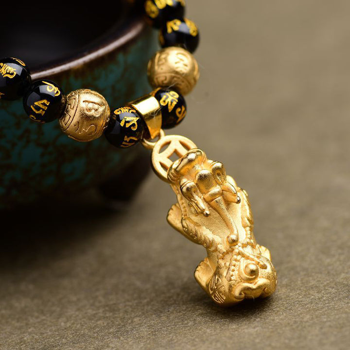 Collier Feng Shui Obsidienne PiXiu Richesse