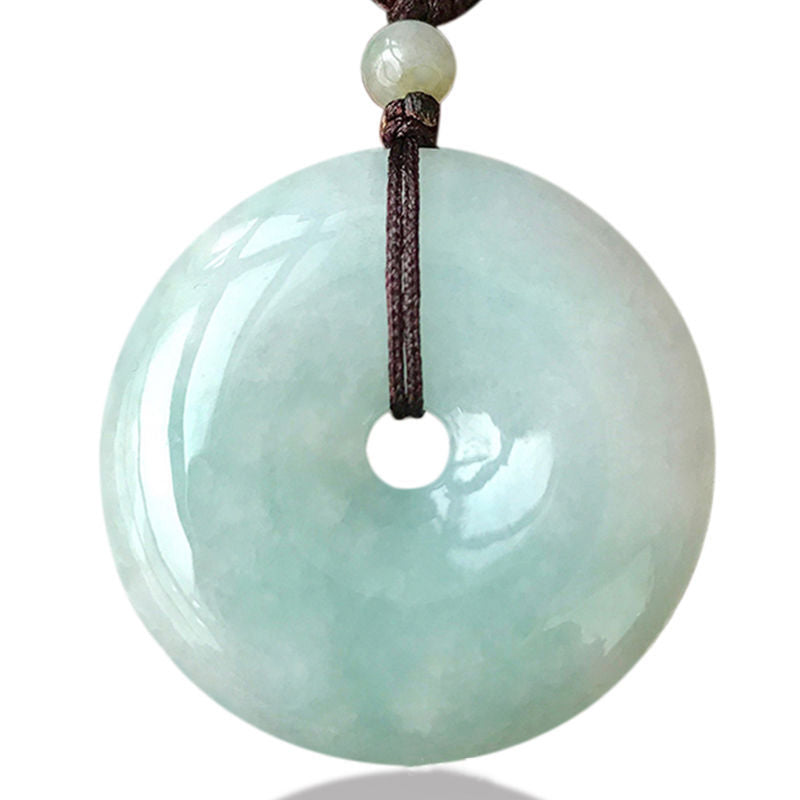 Collier pendentif porte-bonheur en jade rond avec Buddha Stones