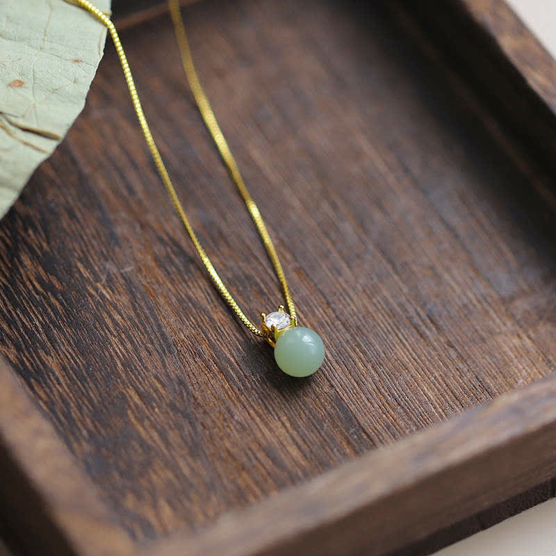 Collier pendentif en chaîne de prospérité en jade avec perles porte-bonheur et Buddha Stones - Jade (Taille du pendentif : environ 10 mm) - image 0