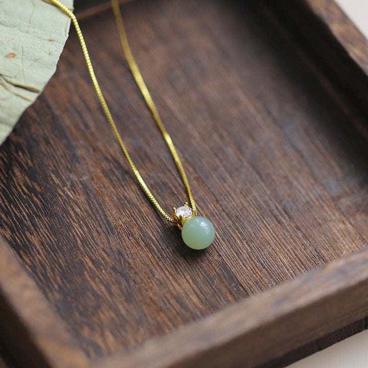 Collier pendentif en chaîne de prospérité en jade avec perles porte-bonheur et Buddha Stones - Jade (Taille du pendentif : environ 10 mm) - image 0