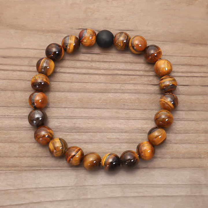 Bracelet Mala 108 Buddha Stones avec pompon de protection en œil de tigre