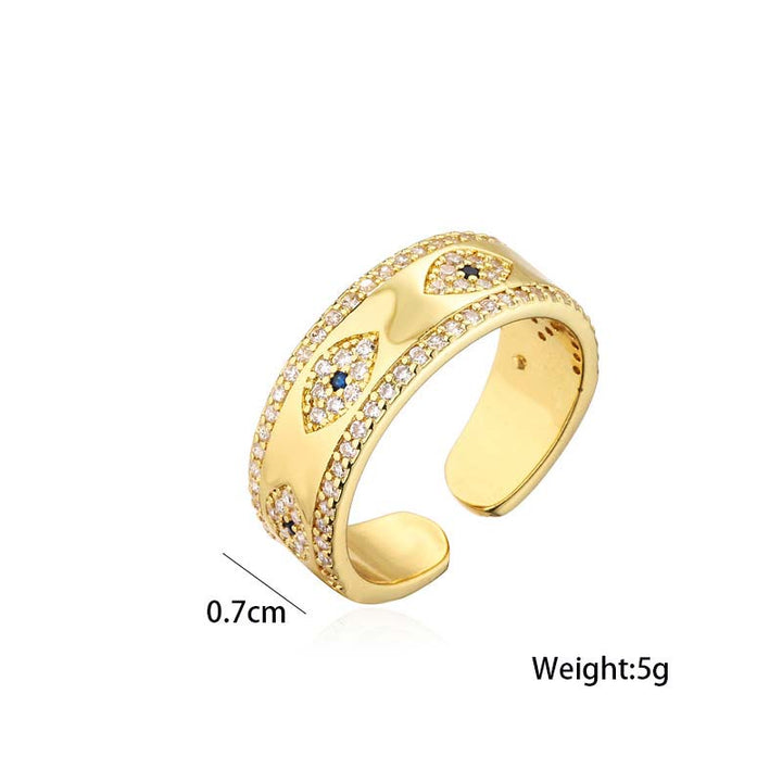 Bague en alliage de cuivre Buddha Stones et mauvais œil