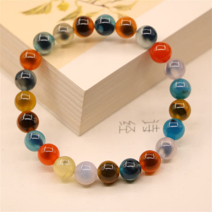 Bracelet de perles de guérison en agate bonbon colorée
