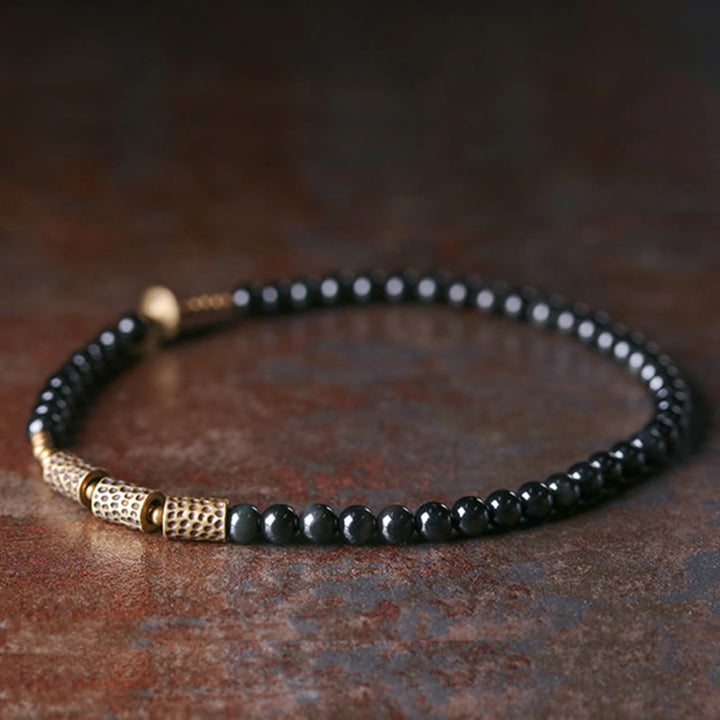 Bracelet double tour en cuivre et obsidienne arc-en-ciel Buddha Stones