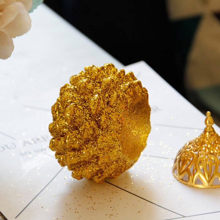 Mini brûleur d'encens à motif de pomme de pin doré pour rituels spirituels, décoration de table pour la maison