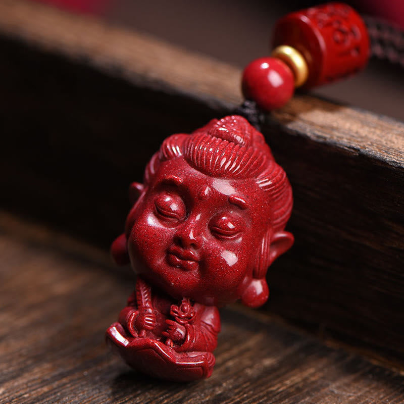 Buddha Stones Zodiaque chinois Bouddha natal Amulette en cinabre naturel Collier pendentif éloignant les mauvais esprits