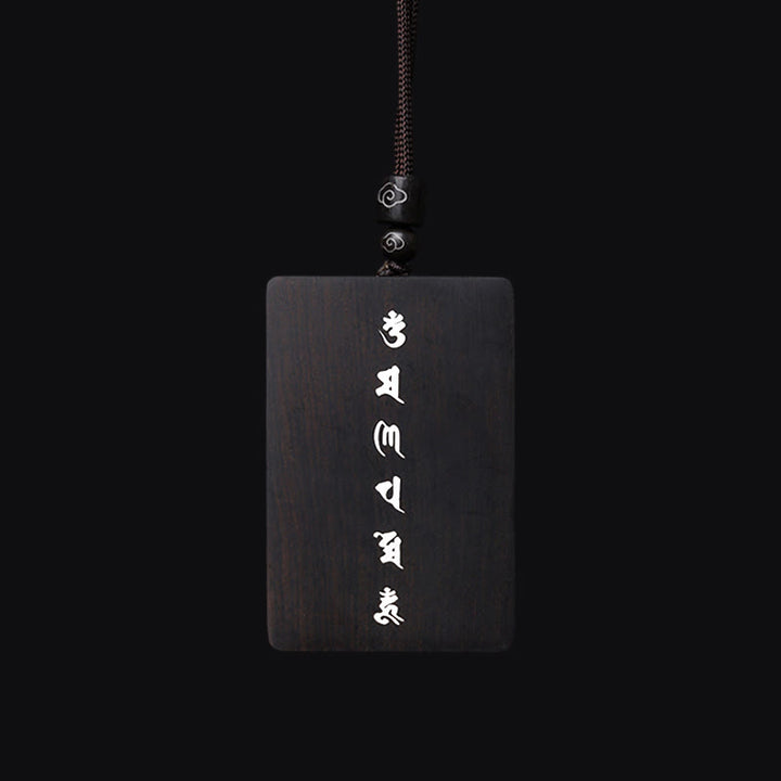 Collier pendentif de protection incrusté de Buddha Stones en argent sterling 999 avec petite feuille de bois de santal rouge et bois d'ébène Om Mani Padme Hum - image 15