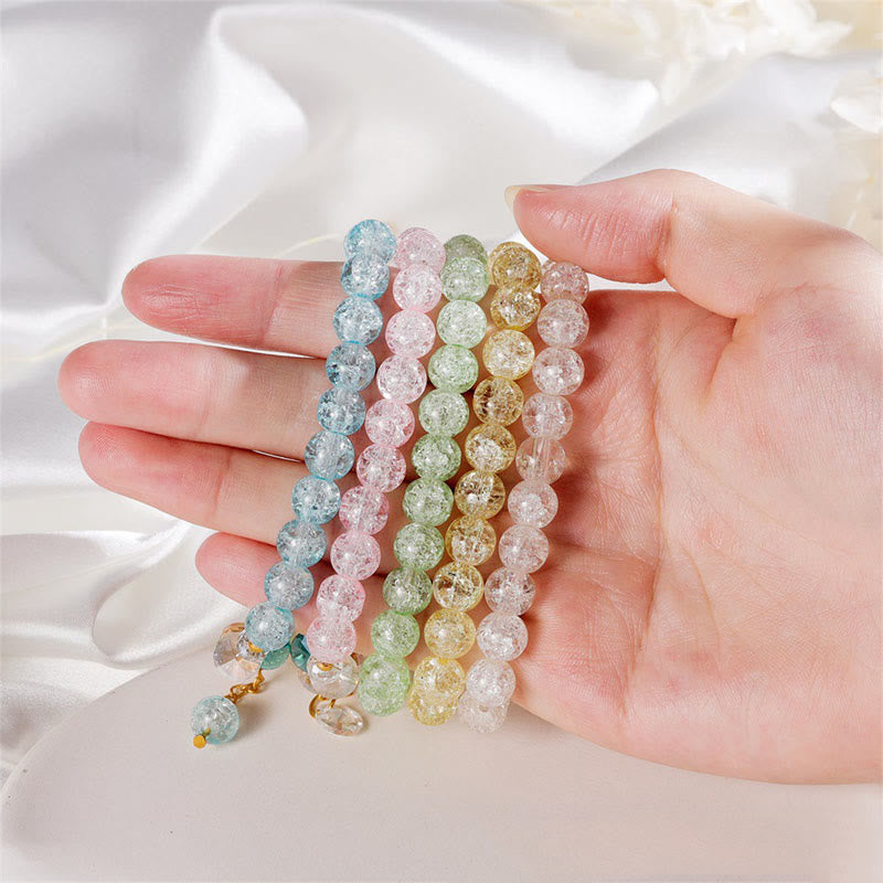 Bracelet en perles de verre à breloques en forme de fleur Buddha Stones au design simple
