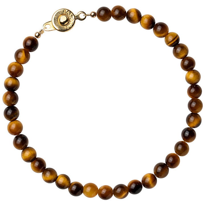 Bracelet de protection courageux en pierre naturelle œil de tigre plaqué or 14 carats de Buddha Stones