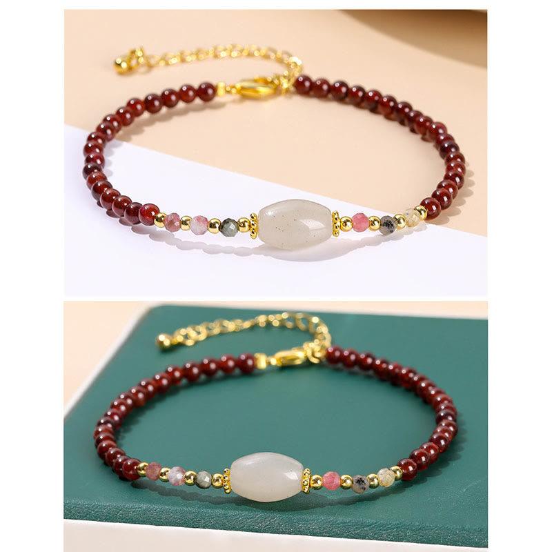 Bracelet Passion en perles de jade, tourmaline et grenat de Buddha Stones