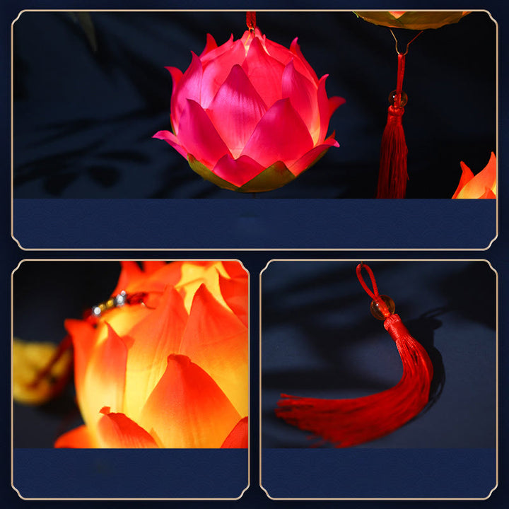 Lampe à pompon en forme de lanterne en forme de Buddha Stones et de fleur de lotus à faire soi-même