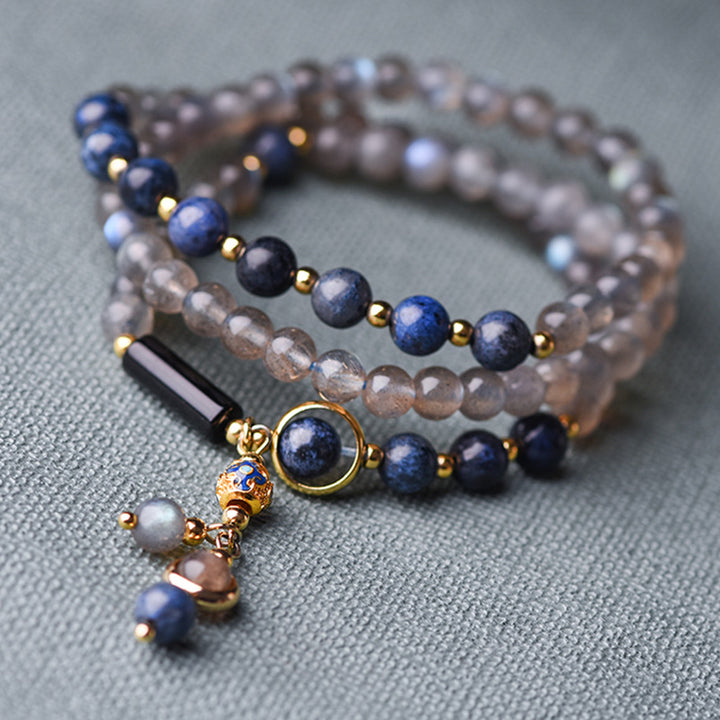 Bracelet apaisant et positif en Buddha Stones, pierre de lune, lazurite et lapis-lazuli - image 13