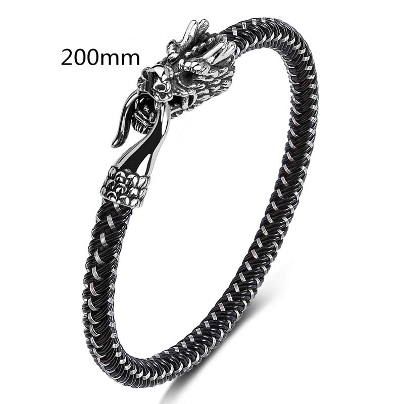 Bracelet de protection en acier titane avec dragon et Buddha Stones