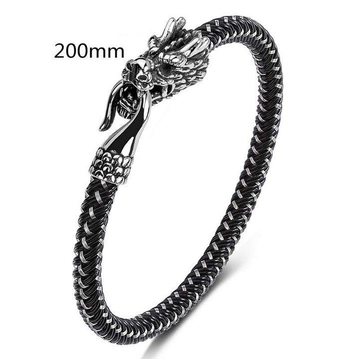 Bracelet de protection en acier titane avec dragon et Buddha Stones