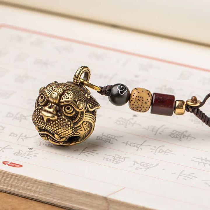 Porte-clés en cuivre PiXiu Wealth Buddha Stones