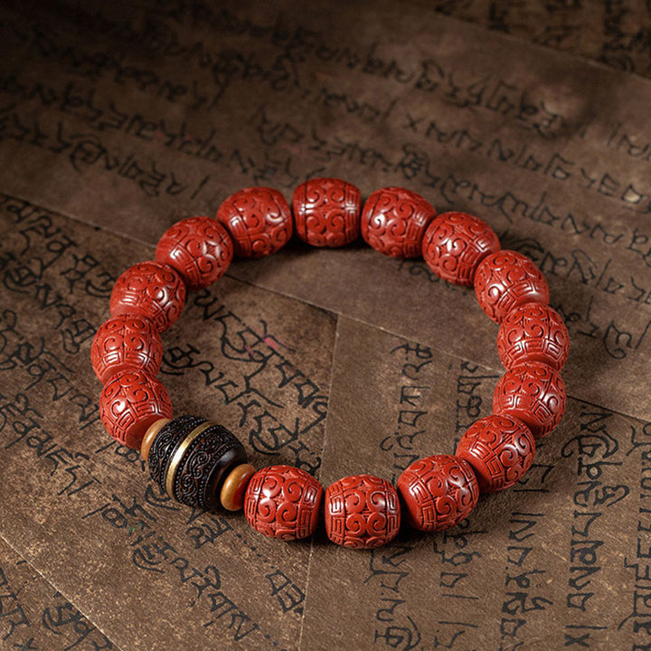 Bracelet de bénédiction calme en ébène et cinabre naturel de Buddha Stones