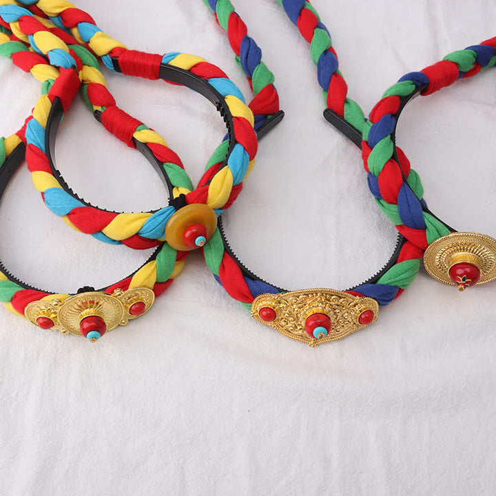 Accessoires pour cheveux en perles à pompon colorées tibétaines - image 0