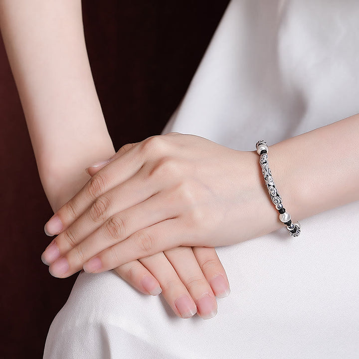 Bracelet en fil de richesse en argent sterling 999 fait main en cuivre et Buddha Stones du Tibet