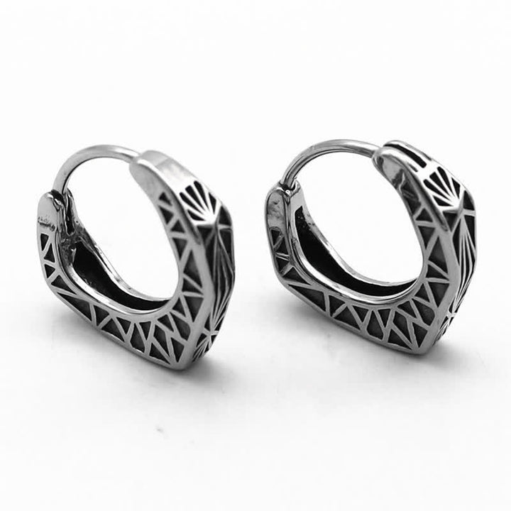 Boucles d'oreilles créoles Viking en acier titane - image 4