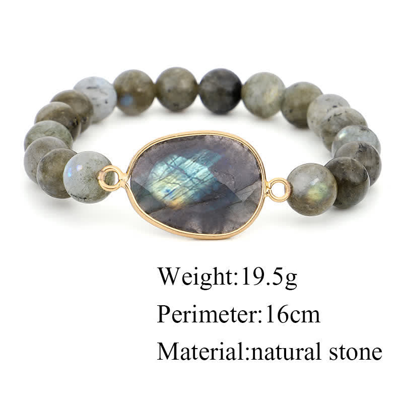 Bracelet de perles de guérison en pierre de lune et labradorite naturelle de Buddha Stones - image 8
