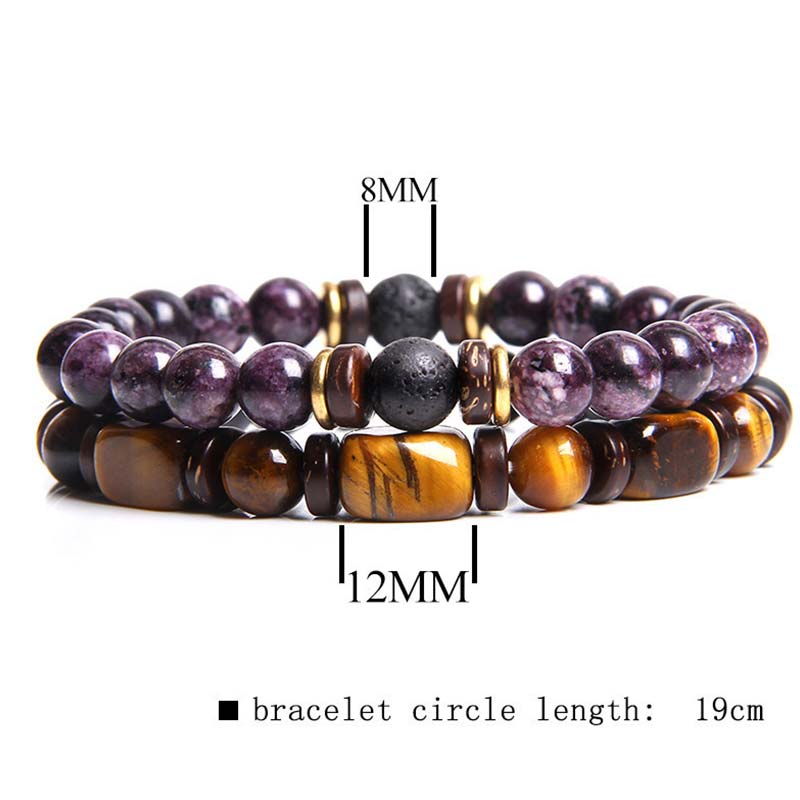Bracelet de perles œil de tigre en cristal de guérison en Buddha Stones 2 pièces