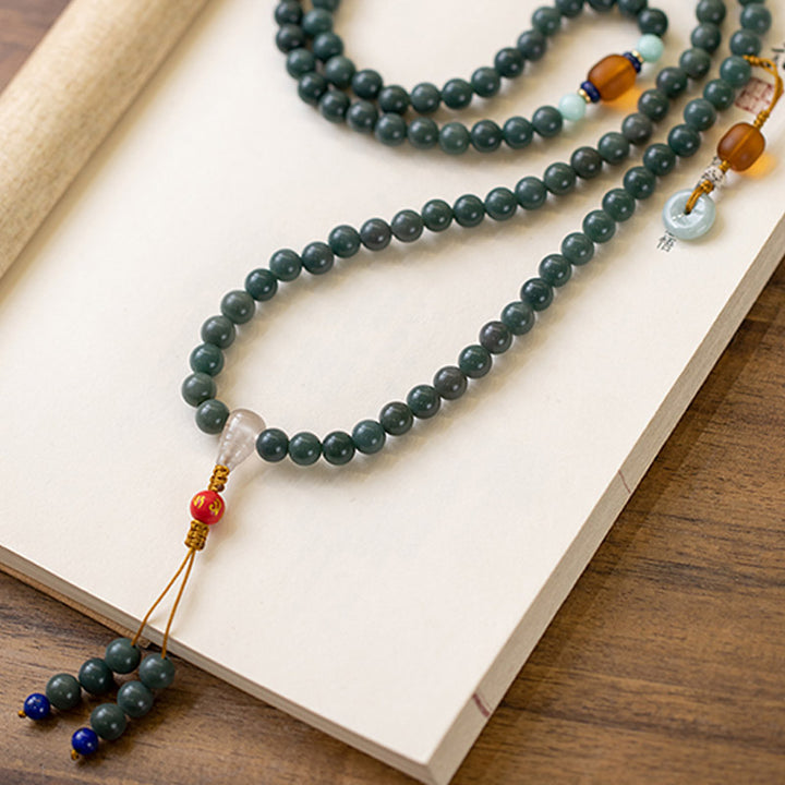 Bracelet Mala de méditation avec 108 Buddha Stones et graines de Bodhi