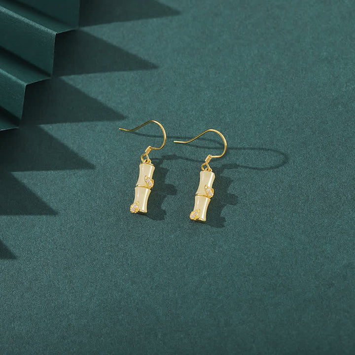 Boucles d'oreilles pendantes porte-bonheur en argent sterling 925 avec jade chrysobéryl œil de chat agate rouge bambou - image 3