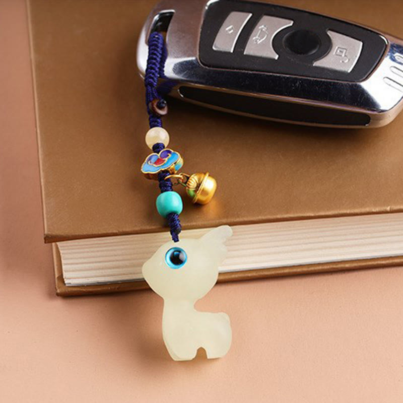 Porte-clés lumineux en forme de cerf porte-bonheur en Buddha Stones, mini et mignon, décoration à suspendre pour téléphone et voiture
