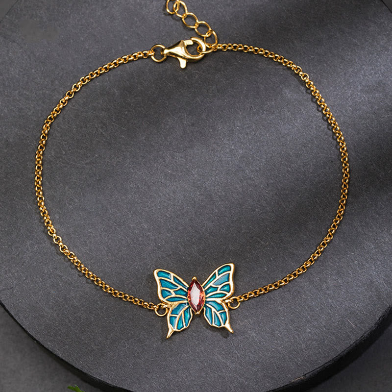 Bracelet chaîne d'amour en argent sterling 925 avec papillon et zircons Buddha Stones - image 1